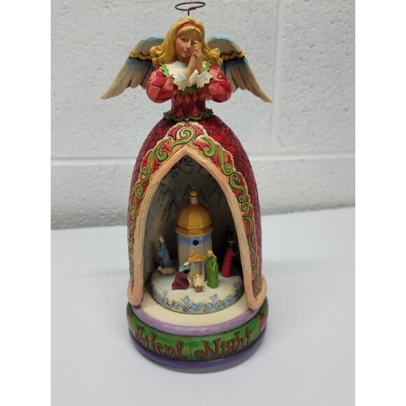 Jim Shore Silent Night rotating Music Box Angel w/ Nativity - Picture 3 of 14